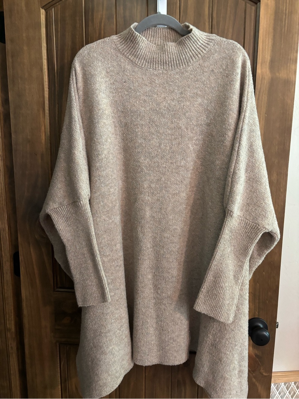 Cozy Oversized Taupe Women's Sweater poncho 2X
